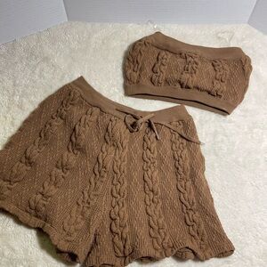 Active USA Tan Cable Knit Set